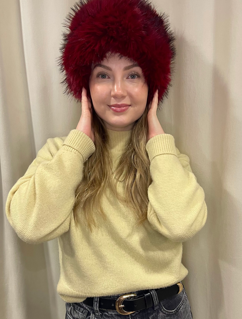 Alex•Max - Miriam Tall Fur Hat Burgundy