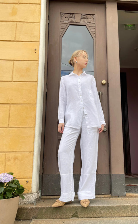 By Basics - Linen Pants White - UNNA S