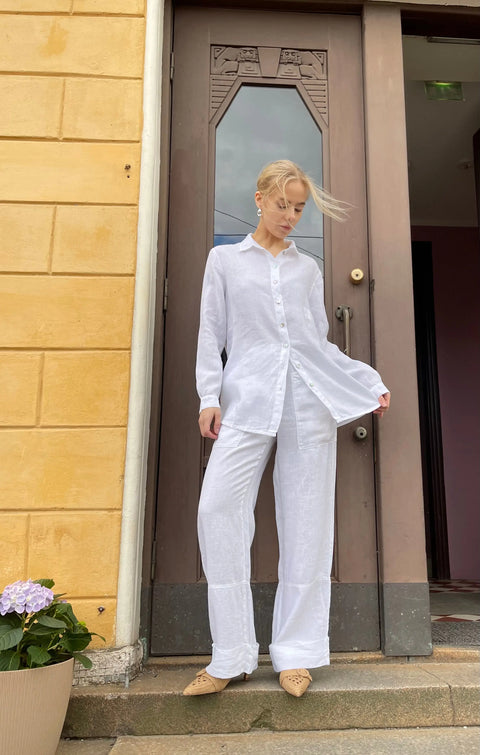 By Basics - Linen Shirt White - UNNA S