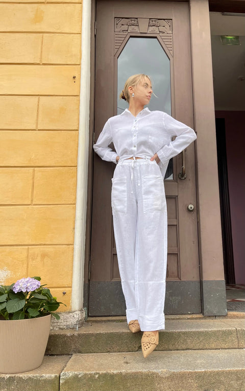 By Basics - Linen Pants White - UNNA S