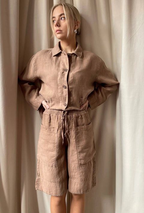 By Basics - Linen Shorts Brown - UNNA S