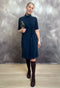 LaSalle - Maud Side Tie Wrap Dress With Short Sleeves Navy UnnaS