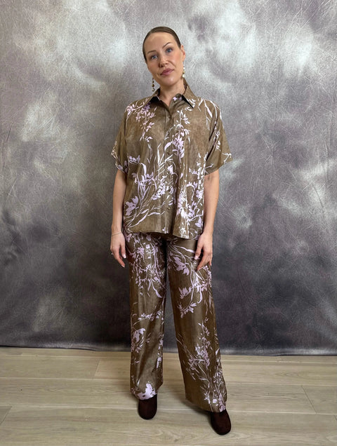 LaSalle - Linde Button Down Shirt Khaki/Lilac UnnaS
