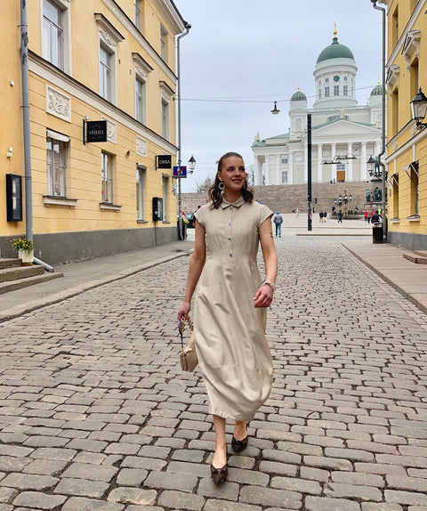 Bitte Kai Rand - Sukosu Dress with Collar Light Beige UnnaS
