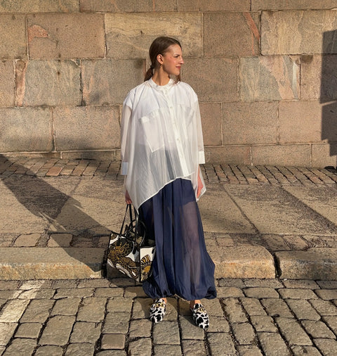 MeiMeij - Camicia Asymmetric Hem Shirt White UnnaS