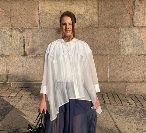 MeiMeij - Camicia Asymmetric Hem Shirt White UnnaS