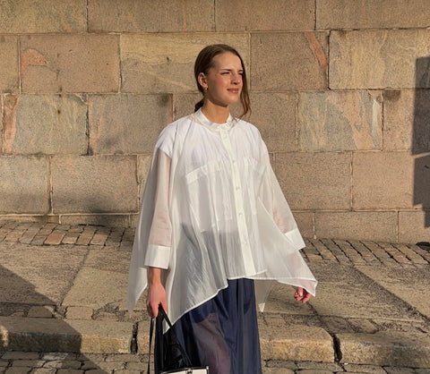 MeiMeij - Camicia Asymmetric Hem Shirt White UnnaS