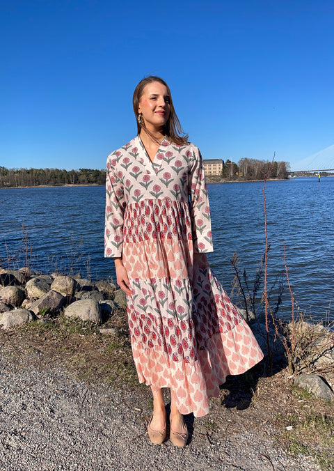 Erfurt Luxury - Long Layer Patchwork Dress Rose