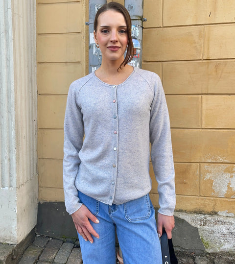 BTF•CPH - Lia Cashmere-Merino Cardigan Grey/Blue Melange UNNA S