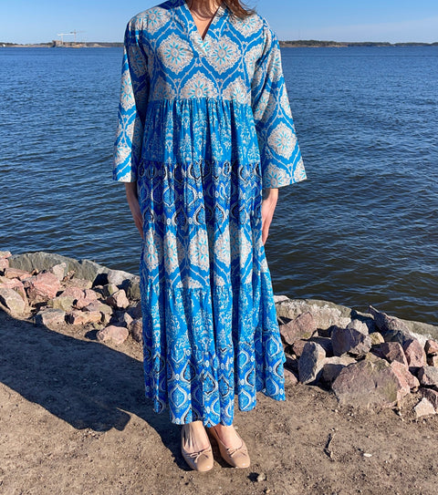 Erfurt Luxury - Long Layer Patchwork Dress Blue UnnaS