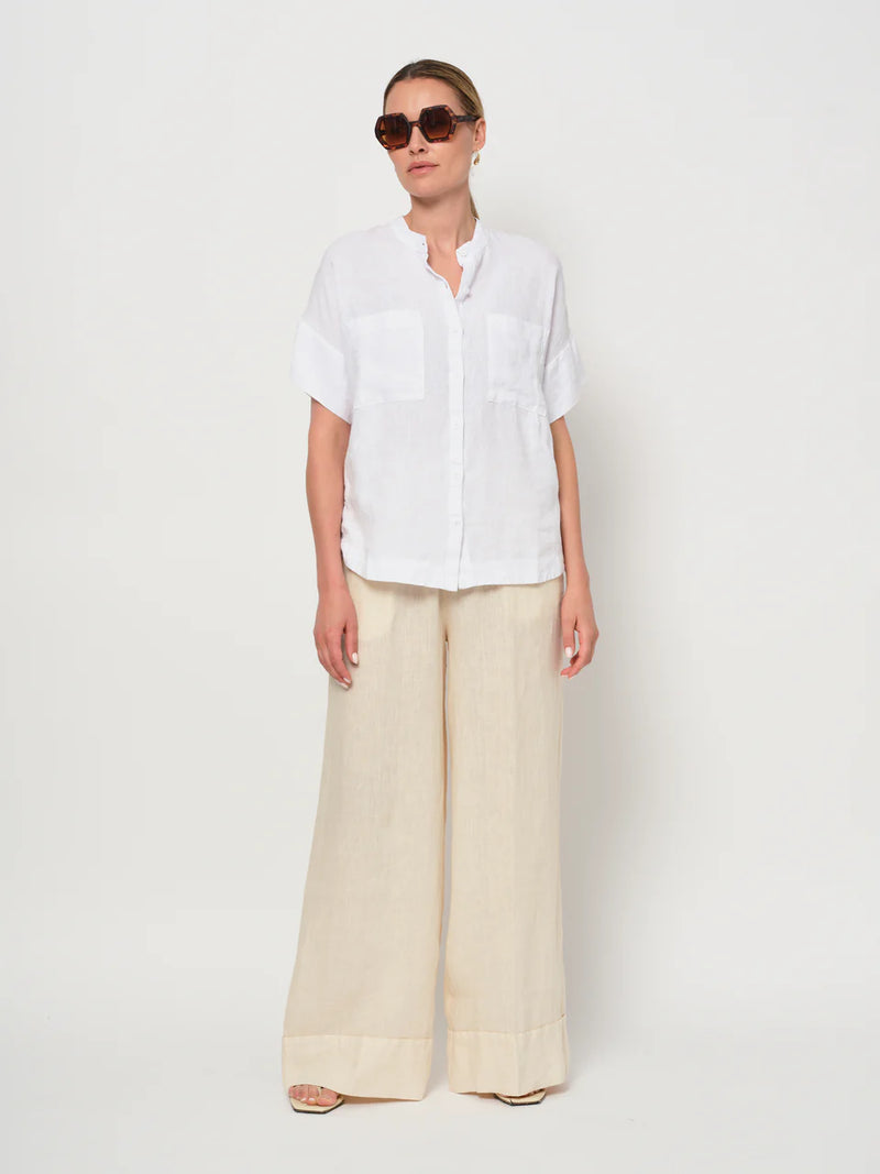 LaSalle Linen Trousers Wide Leg Beige