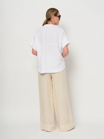 LaSalle Linen Trousers Wide Leg Beige