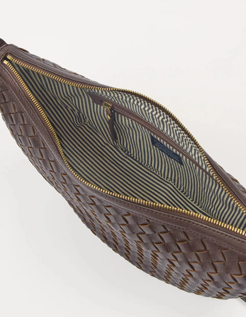 O My Bag - Leo Maxi Chocolate Woven Soft Grain Leather UNNA S