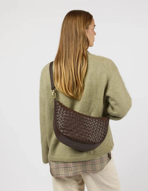 O My Bag - Leo Maxi Chocolate Woven Soft Grain Leather UNNA S