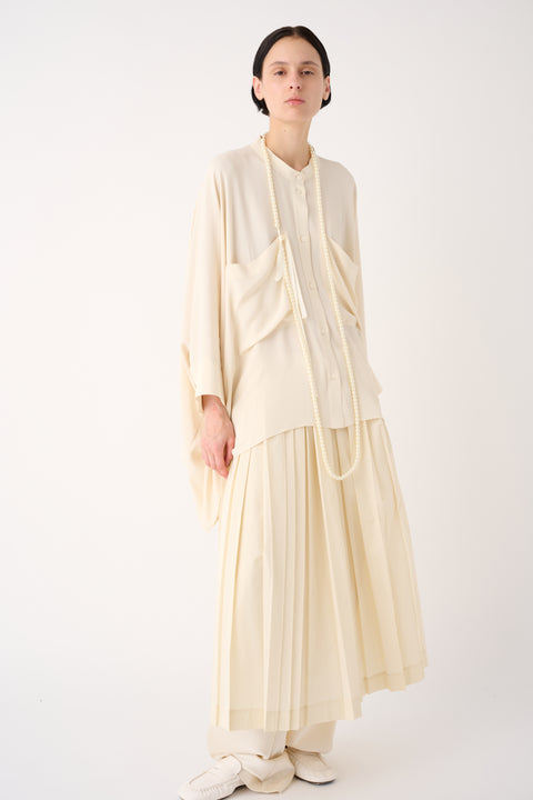 MeiMeij - Isolde Oversized Collarless Tunika Silk Shirt