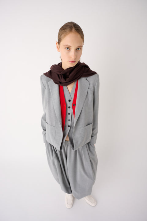 MeiMeij - Zoya Structured Wool-Blend Layered Blazer-Vest Grey