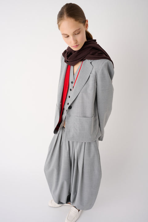 MeiMeij - Zoya Structured Wool-Blend Layered Blazer-Vest Grey