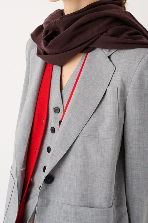 MeiMeij - Zoya Structured Wool-Blend Layered Blazer-Vest Grey
