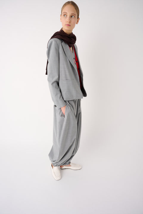 MeiMeij - Zoya Pleated Relaxed Wool-Blend Jogger Trousers Grey