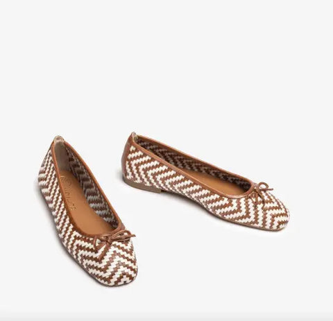 Unisa - Amy Braided Leather Ballerina White/Brown - UNNA S