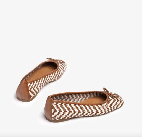Unisa - Amy Braided Leather Ballerina White/Brown - UNNA S