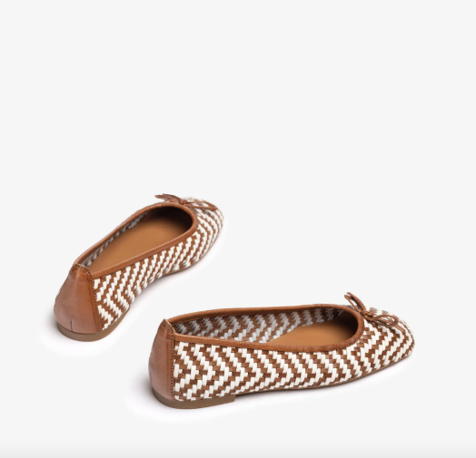 Unisa - Amy Braided Leather Ballerina White/Brown