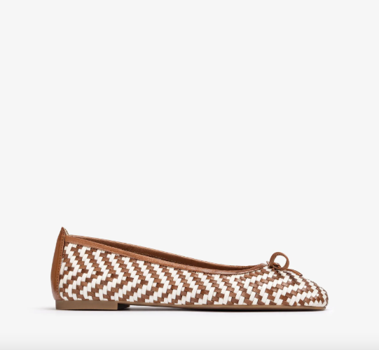 Unisa - Amy Braided Leather Ballerina White/Brown