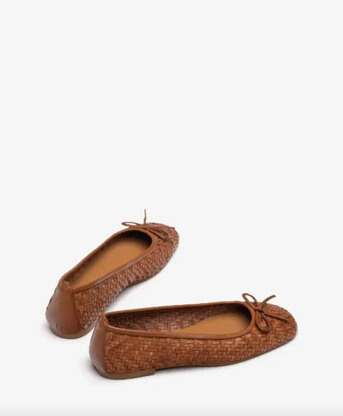 Unisa - Amy Braided Leather Ballerina Brown - UNNA S