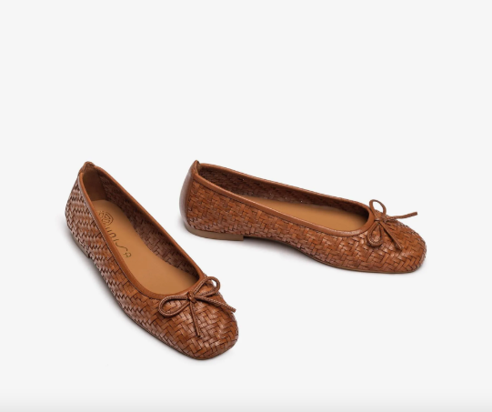 Unisa - Amy Braided Leather Ballerina Brown