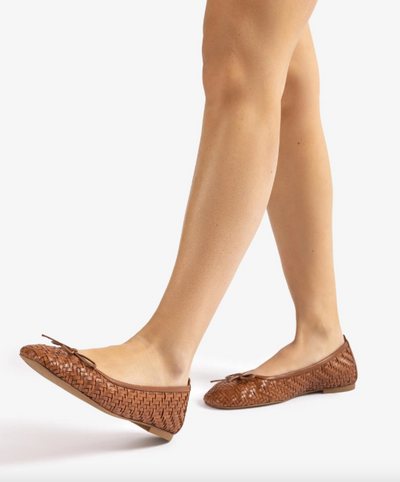 Unisa - Amy Braided Leather Ballerina Brown