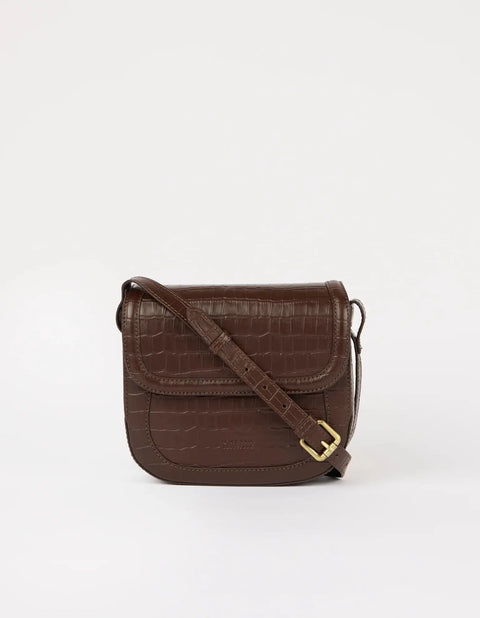 O My Bag Amsterdam - Nina Croco Print Leather Chocolate - UNNA S