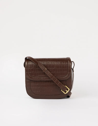 O My Bag Amsterdam - Nina Croco Print Leather Chocolate