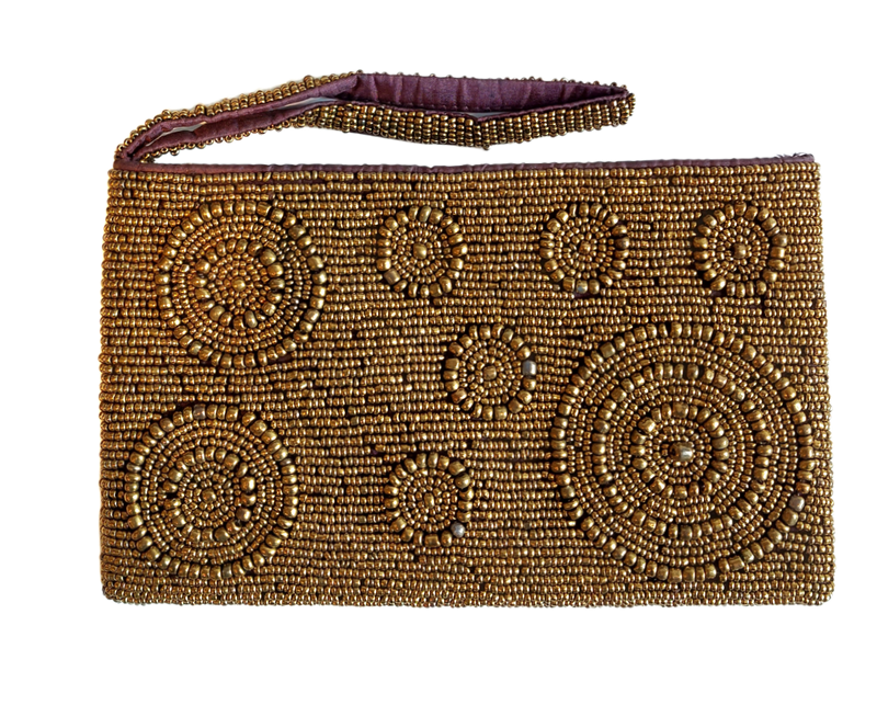 BaliBali - Beaded Clutch Golden With Circles