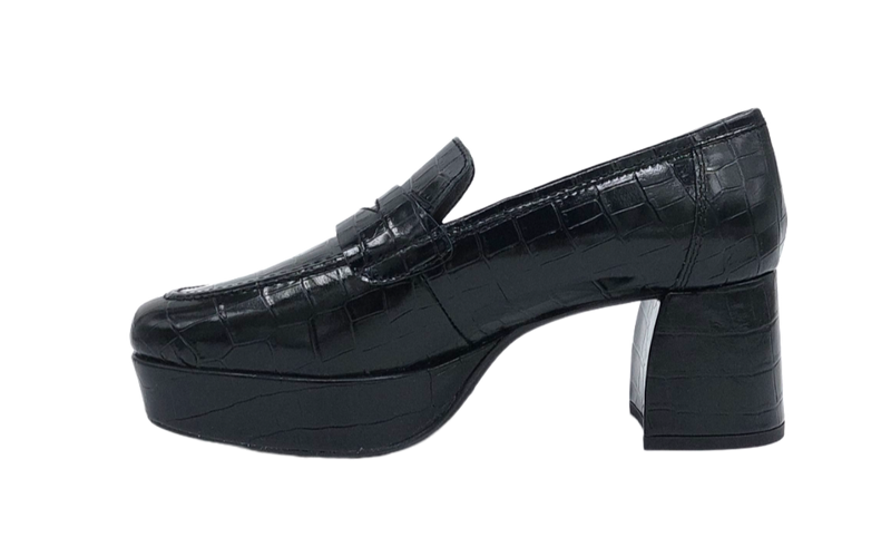 Unisa - June Heeled Loafer Black Croco