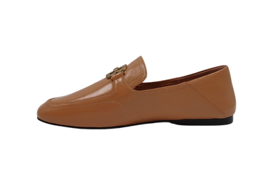 Bibi Lou Tina Loafer in Shiny Leather and Camel Brown