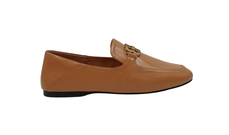 Bibi Lou Tina Loafer in Shiny Leather and Camel Brown