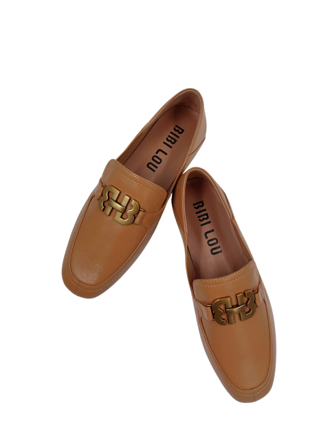 Bibi Lou Tina Loafer in Shiny Leather and Camel Brown