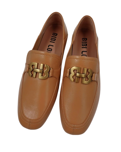 Bibi Lou Tina Loafer in Shiny Leather and Camel Brown
