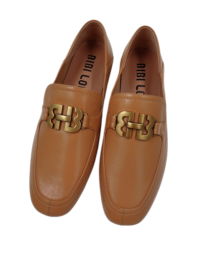 Bibi Lou Tina Loafer in Shiny Leather and Camel Brown