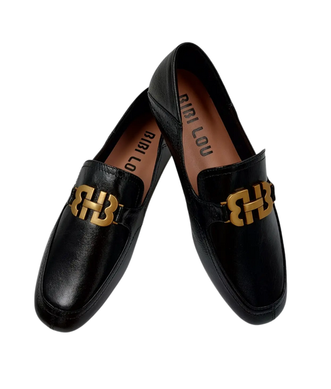 Bibi Lou Tina Loafer in Shiny Leather and Black Color