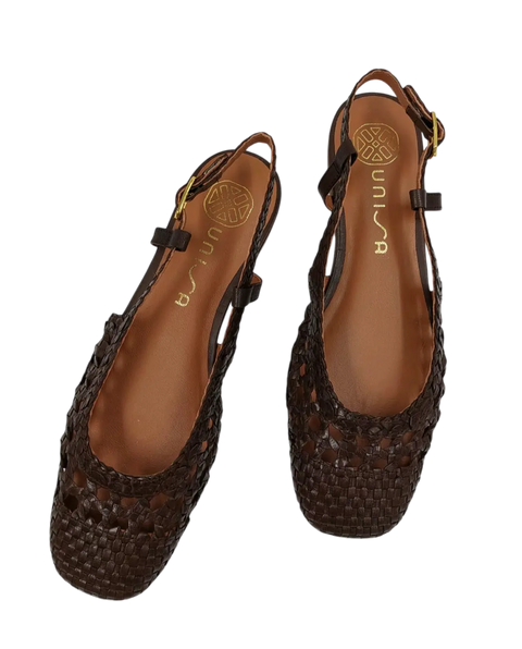 Unisa - Ella Flat Braided Slingback Brown - UNNA S
