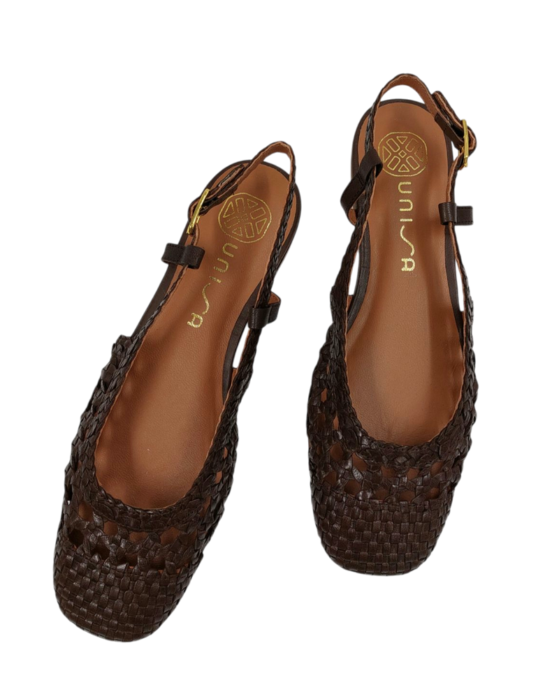 Unisa - Ella Flat Braided Slingback Brown