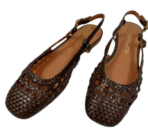 Unisa - Ella Flat Braided Slingback Brown - UNNA S