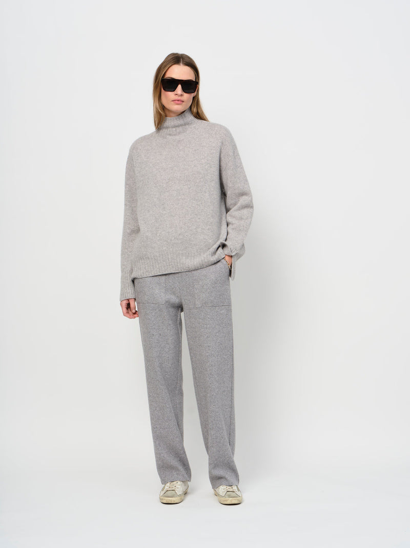 LaSalle - Ribbed High Neck Sweater Light Grey