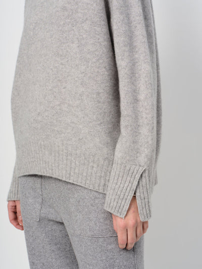 LaSalle - Ribbed High Neck Sweater Light Grey