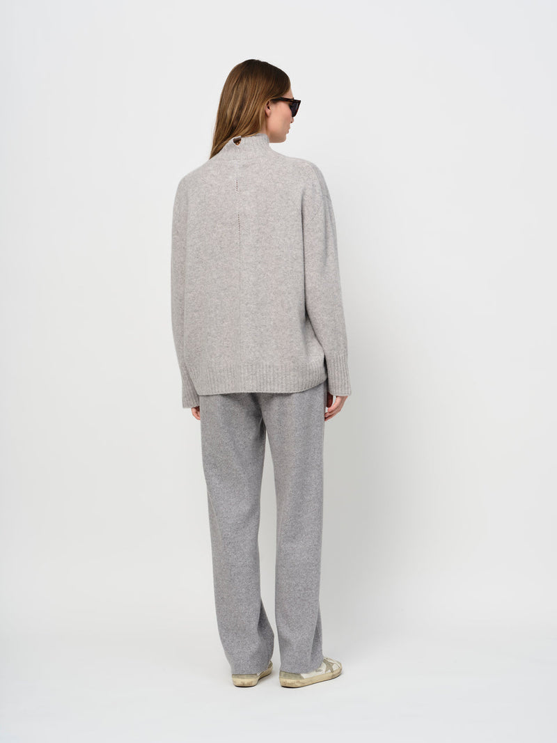 LaSalle - Ribbed High Neck Sweater Light Grey