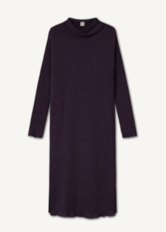 By Basics - Merino Wool Dress Long Plum Melange