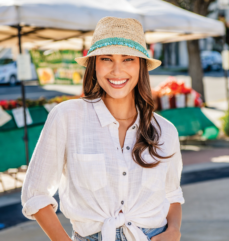Wallaroo Hat Company - Tahiti Cowboy Natural/Turquioise