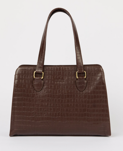 O My Bag Amsterdam - Blair Croco Print Leather Chocolate