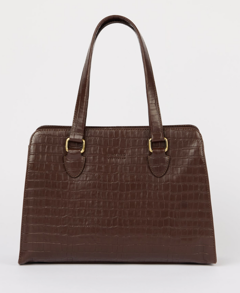 O My Bag Amsterdam - Blair Croco Print Leather Chocolate